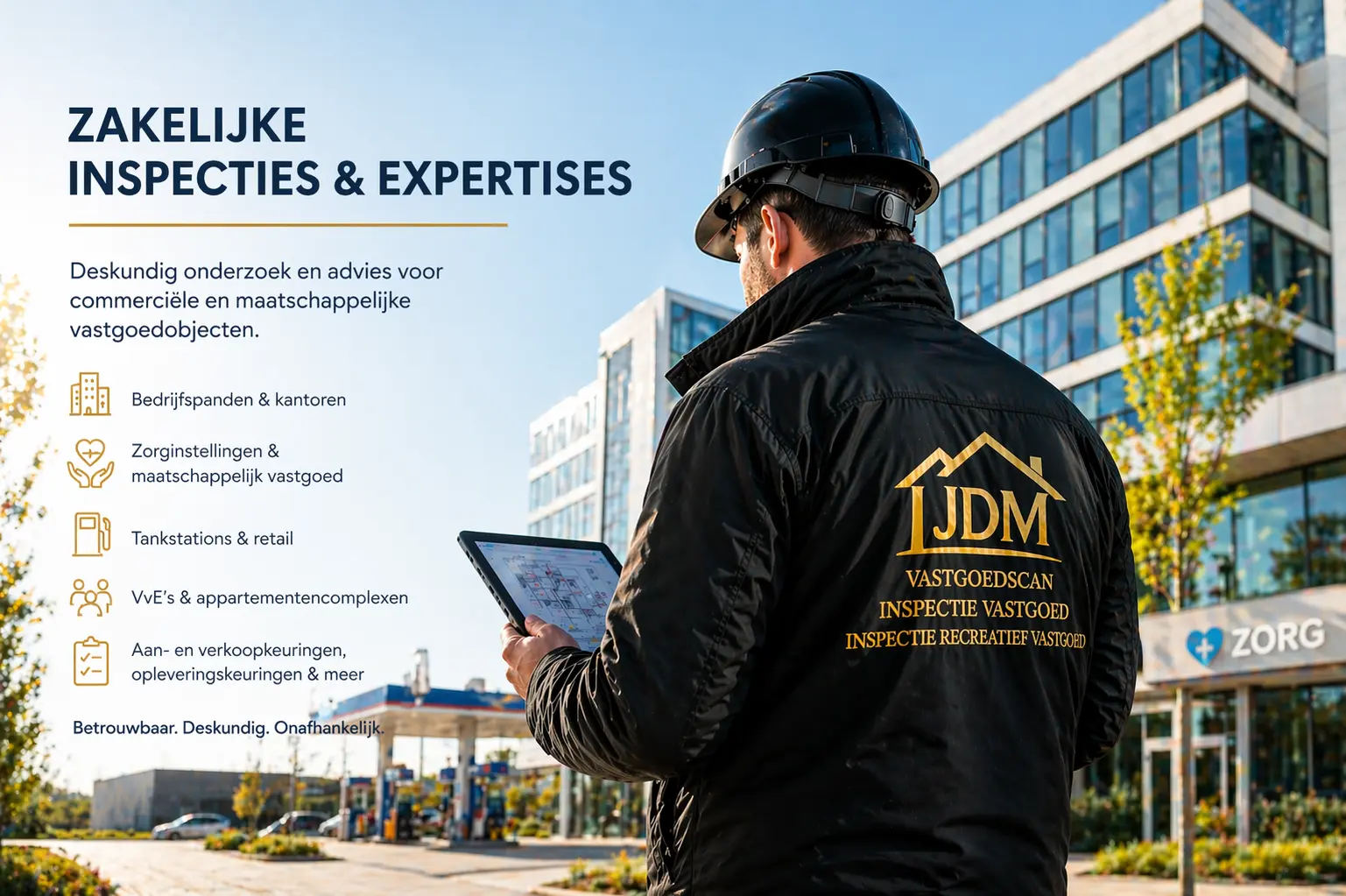 Bouwkundige inspectie en expertise voor zakelijk vastgoed door JDM Inspectie Vastgoed met focus op technische beoordeling en advies